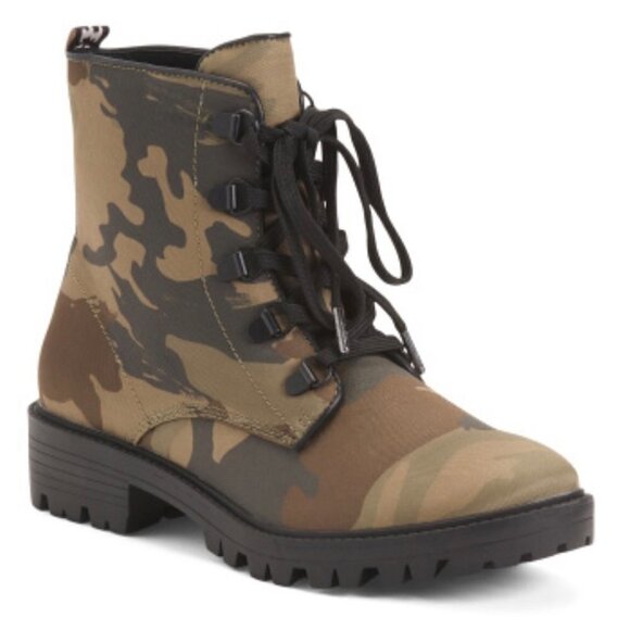 Kendall + Kylie Women's New Green Camo Print Chunky Combat Boots Size 6 - Picture 1 of 8